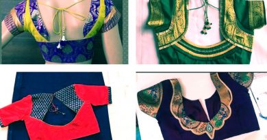 Patchwork blouse back neck designs for paithani sarees