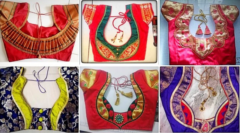 Latest Silk Blouse Neck Design Paithani Silk Blouse Design