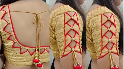 Beautiful back neck blouse design  Cutting and  Stitching