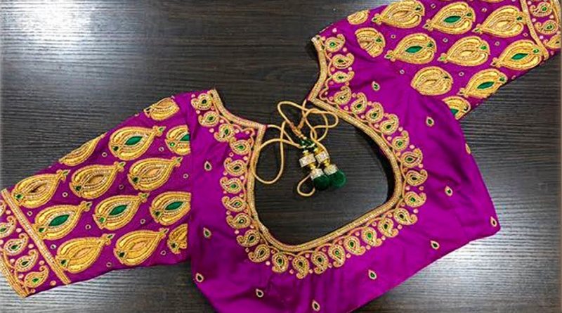Latest Embroidery Work Blouse Design For Silk Sarees | Maggam Work