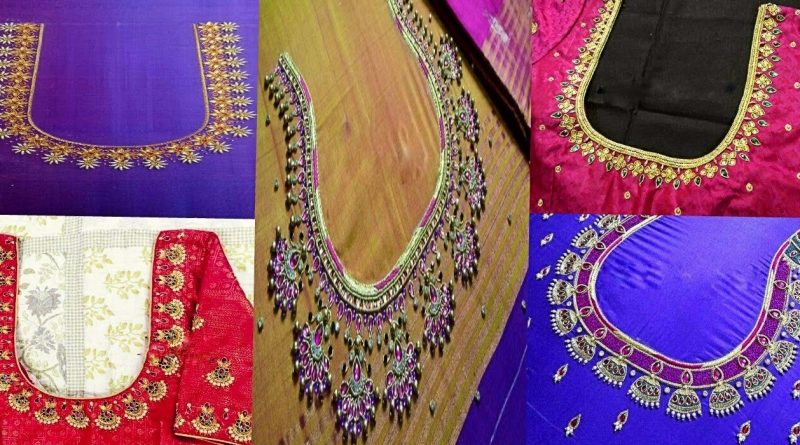 Simple aari work blouse designs –  Blouse Designs