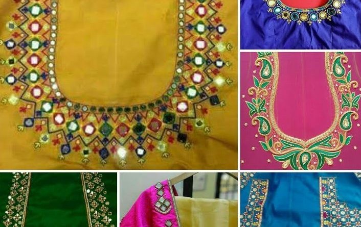 Latest Aari Maggam Work designer blouses, mirror work