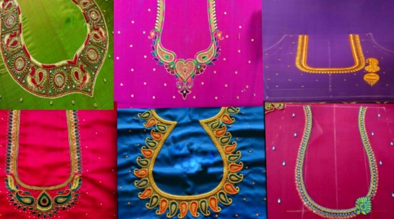 Simple aari work blouse designs latest