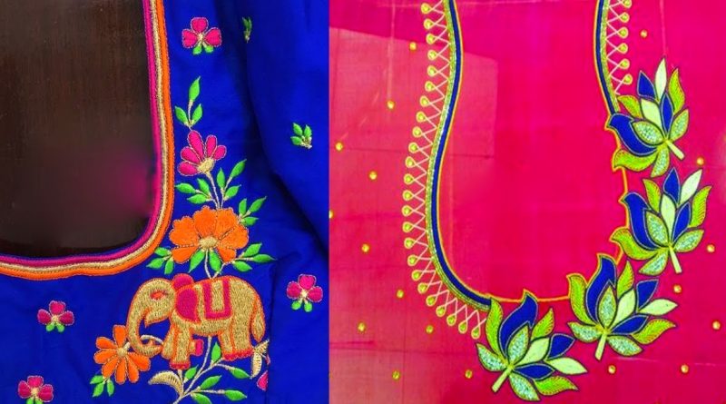 Simple Thread Embroidery Work Blouse Design | Blouse Designs For Silk Saree
