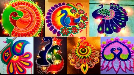 Beautiful Peacock rangoli designs with colours rangoli designs – Rangoli Designs