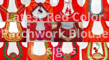 New Red Color Simple Patch Work Blouse Designs – Blouse Designs