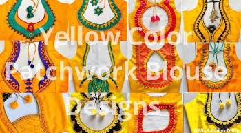 Simple Yellow Colour Patch Work Blouse Designs Latest – Blouse Designs