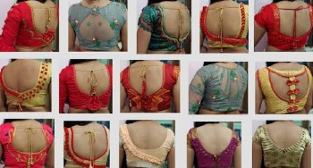 Simple and New Designer Patch Work Back Neck Designs – Blouse Designs