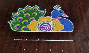 2022 Happy New Year Peacock Rangoli Designs – Rangoli Designs