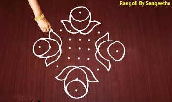 7 – 4 Dots Muggulu – Beginners Kolam Designs  – Rangoli Designs