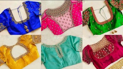 Aari New Maggam Work Bridal Back Neck Blouse Design Patterns