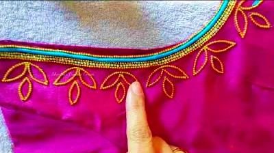 Beautiful Beads and Thread Work Blouse Using Normal Needle
