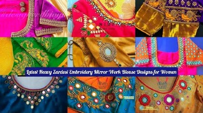 Latest New Heavy Jewellery  Embroidery Mirror Work Blouse Designs