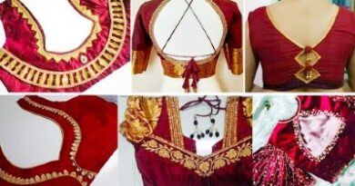 New Latest Maroon Colour Patch Work Blouse Designs