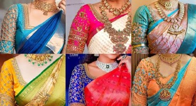 Grand Look New Aari Work Bridal Blouse Front Neck Designs