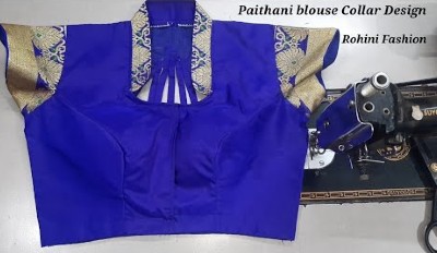 Paithani Saree New Collar Blouse Cutting and Stitching