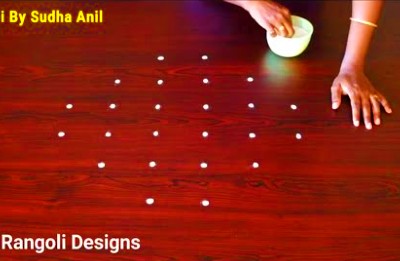 Very Simple Cute  Rangoli Kolam Designs With  6 Dots