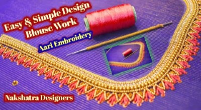 New Model Jimki and Thread Work Aari Blouse Design