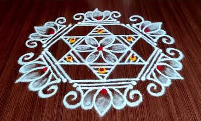 Ugadi Special 5 – 3 Dots Star Lotus Rangoli Designs Satisfying Muggulu