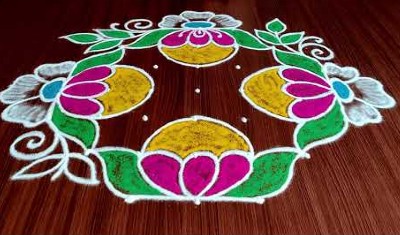 Ugadi Special 7 – 3 – 3 Lotus  Kolam Rangoli Design