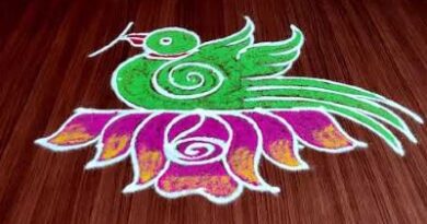 Ugadi Special Peacock Rose Rangoli Design