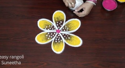 2 Very Simple Lotus Rangoli Designs