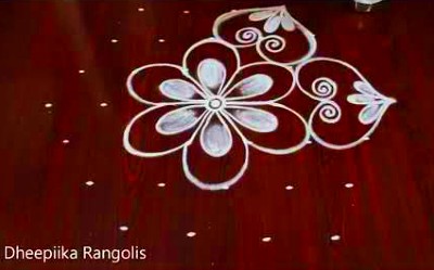 7 – 4 Dots Easy Flower Rangoli Designs