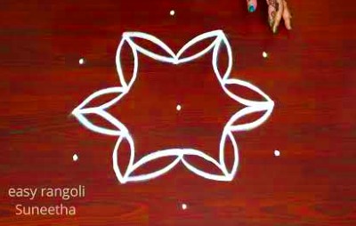 Amazing Beautiful New 5 Dots Flower Rangoli Designs