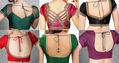 New Simple Silk Saree Brocade Blouse Designs