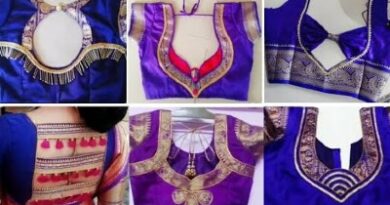 New Blue Colour Blouse Designs For Pattu Sarees