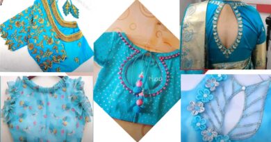 New Sky  Blue Frill Blouse Designs