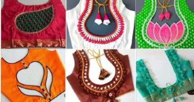Latest Silk Saree Back Neck Blouse Designs
