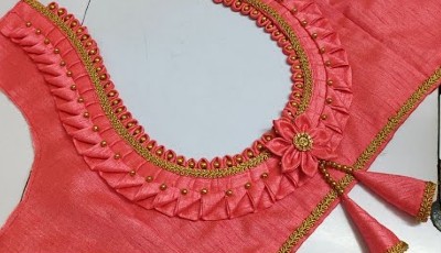 New Back Neck Blouse Cutting and Stitching Paithani Model