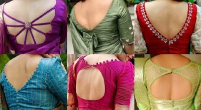New Stunning Back Neck Silk Saree Blouse Designs