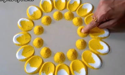 New Best Yellow Color Rangoli Design