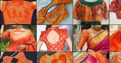 New Model Orange Color Blouse Back Neck Designs  – Blouse Designs