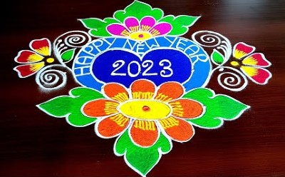New Year Kolam Muggulu Easy Rangoli 2023