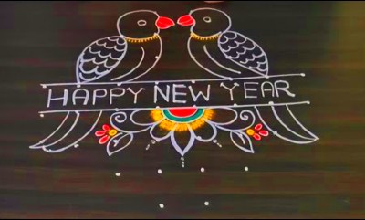 New Year Parrot Muggulu 2023