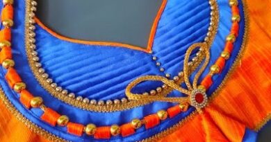 New Orange Blue Color Back Neck Cutting and Stitching