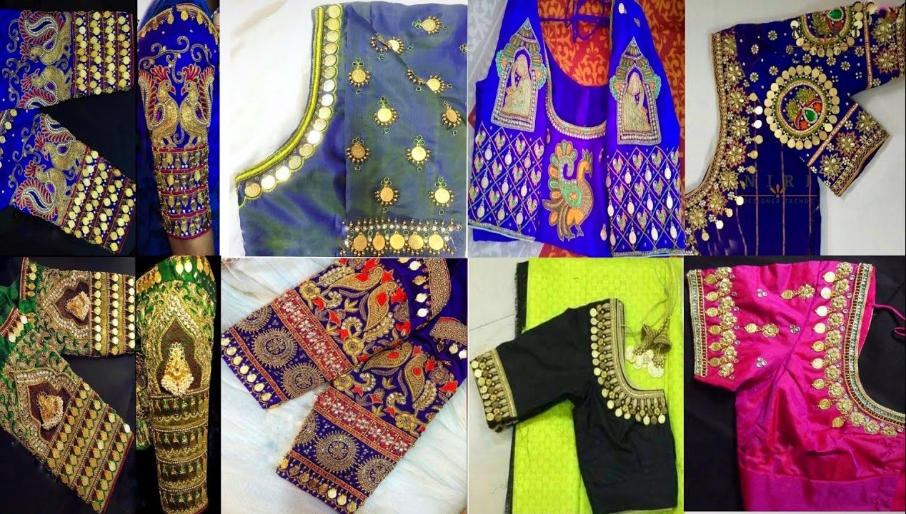 Latest aari bridal kasu sleeves designs - Blouse designs - Blouse Designs