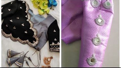 Gold Zari & Stone Work Blouse Designs For Silk Sarees