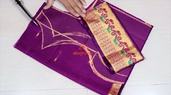 Simple Boat Neck Paithani Blouse Cutting and Stitching – Blouse Designs