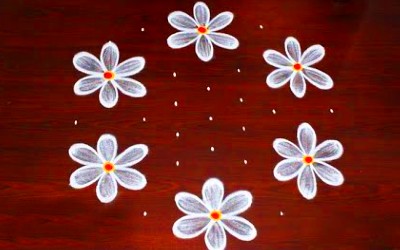 Amazing 9 Dots Flower Rangoli Designs