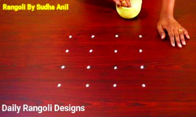 Simple Beautiful Daily 4 – 4 Dots Rangoli Art