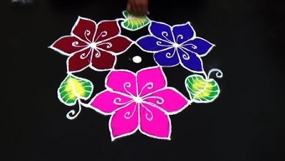 Beautiful Simple Color Rangoli Muggulu