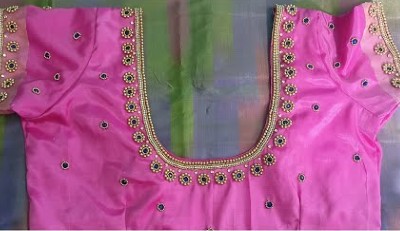 Simple and Easy Bead Work Design on Stitched Blouse - Blouse Designs