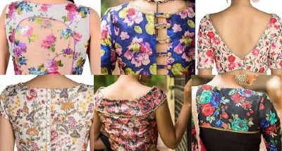 New Simple Floral Blouse Back Neck Designs