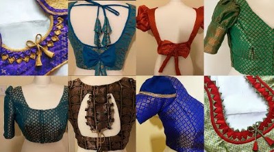 New Trending Brocade Silk Blouse Back Neck Designs