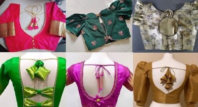 Simple Back Neck Designer Blouses Paithani Model