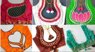 Latest Silk Saree Back Neck Blouse Designs